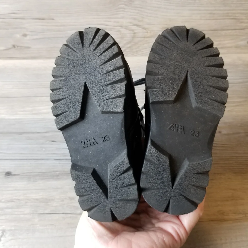 Zara Infants Black Faux Fur Lined Combat Boots